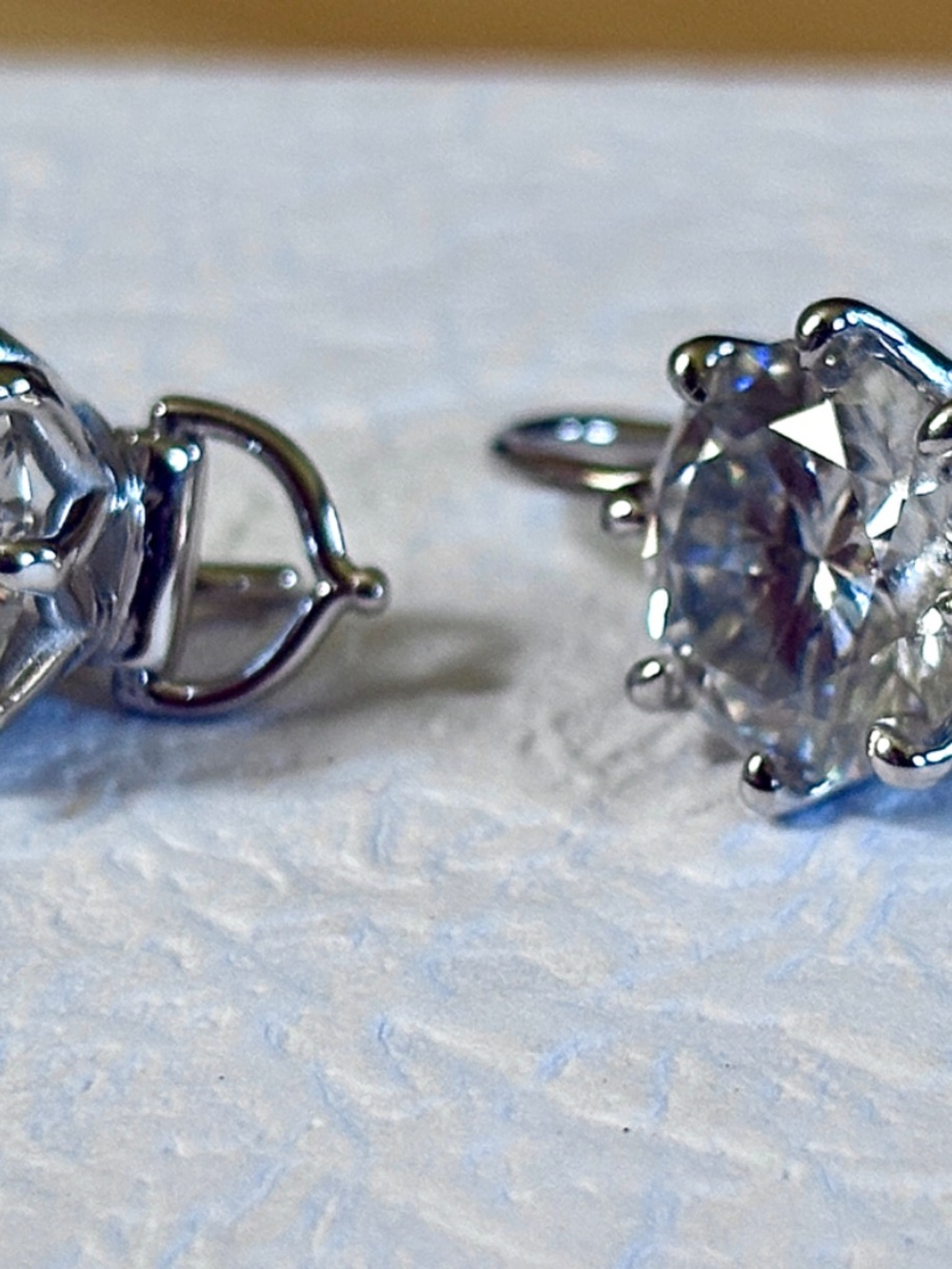 8ctw Moissanite buckle back earrings in 935 Argentium silver! Classy! - Picture 10 of 16